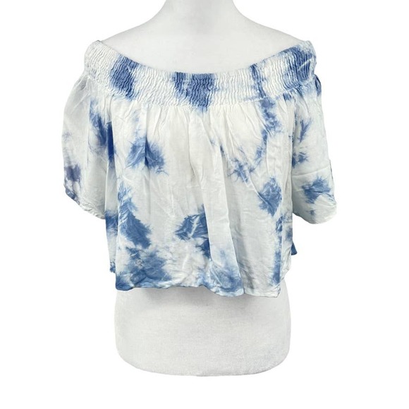 NEW - KIWI + PUNCH Off the Shoulder Tie Dye Short Sleeve Crop Top - Size Small - Picture 1 of 9